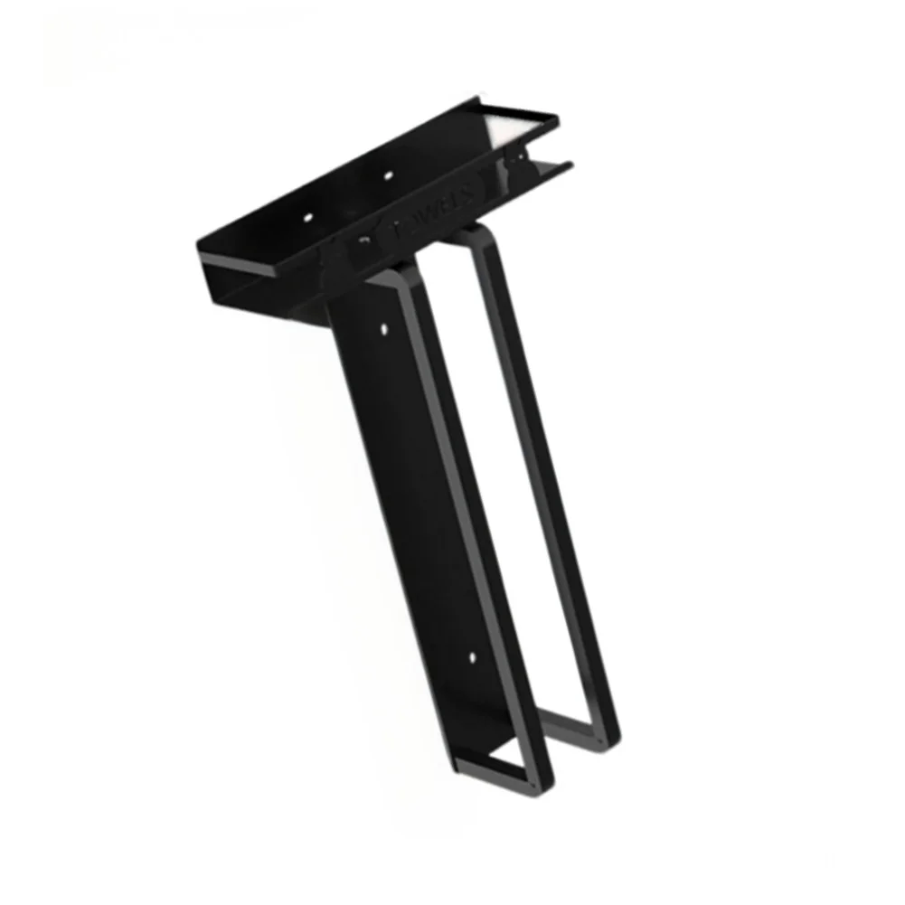 Black Bathroom Towel Rack Wall Mounted with for top Shelf for Towel and Product Storage 25x8.3x44.5cm No Drill Steel Design