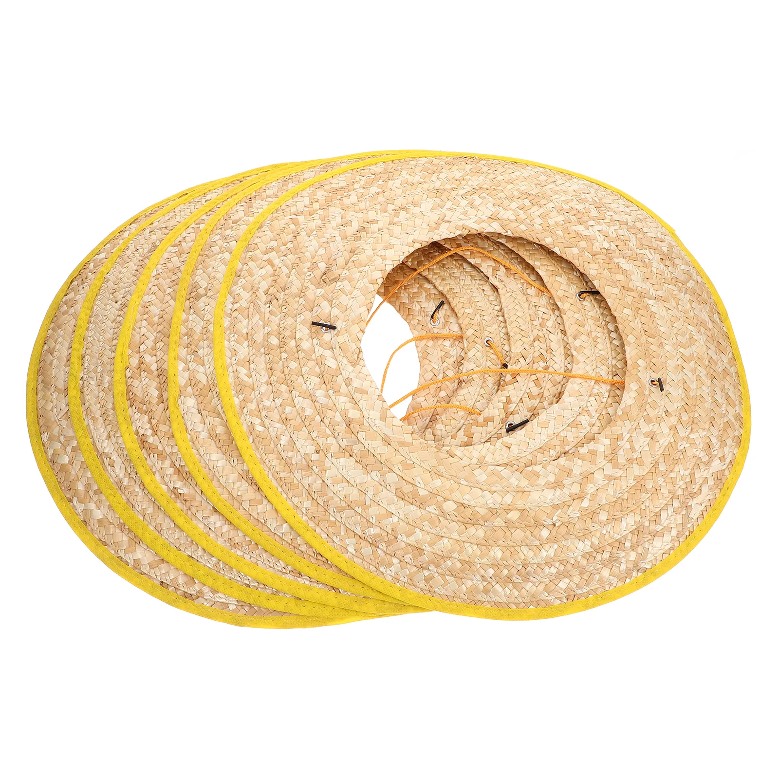 

5Pcs Sun Hard Hat Visor Full Brim Straw Hat For Construction Safety Lightweight And Breathable Cap Beige