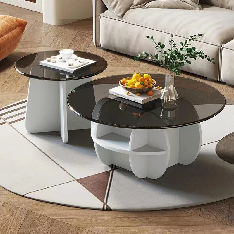 

2024 popular size round glass coffee table Nordic light luxury modern simple small apartment round Internet celebrity creative c