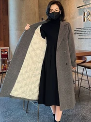 Fashionable Boutique Coat For Women's Autumn Winter 2023 new Korean Version Loose Fitting Mid Length Thickened Warm Overcoatcoat