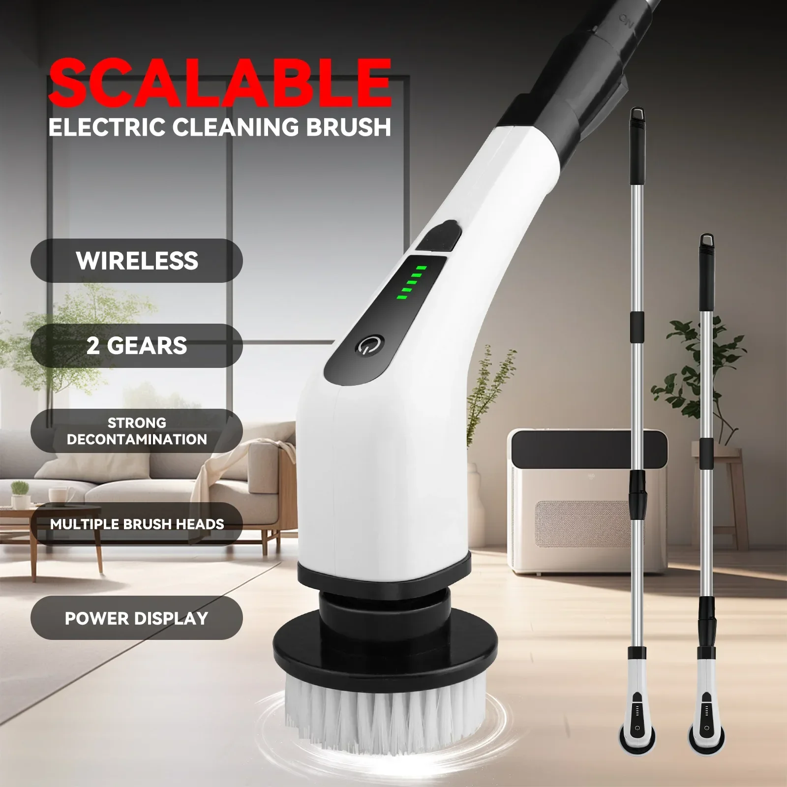 9 In 1 Electric Cleaning Brush Window Wall Cleaner Electric Turbo Scrub Brush Rotating Scrubber Kitchen Bathroom Cleaning Tools