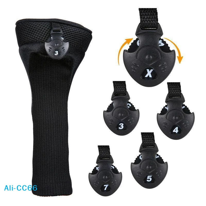【C】3Pcs Durable Golf Training Accessories Long-necked Golf Club Head Covers Numbered Wooden Club Head Protector