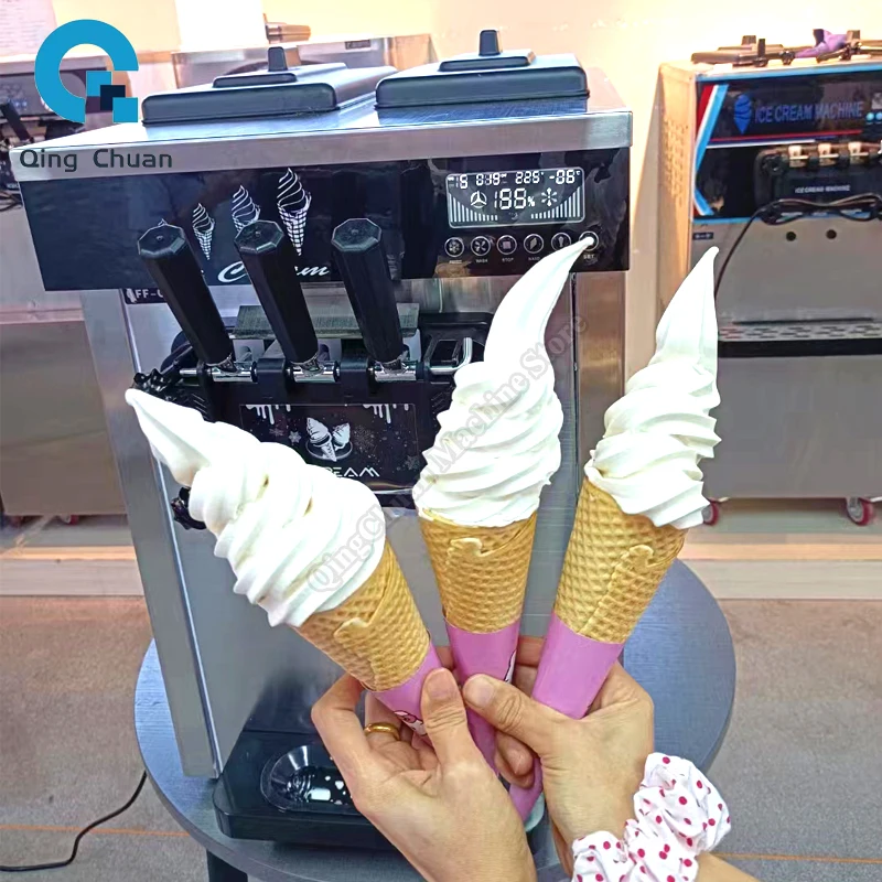 Macchina per gelato soft commerciale 1800W 18-22 litri per ora Tramoggia 2x4,5 litri 3 gusti