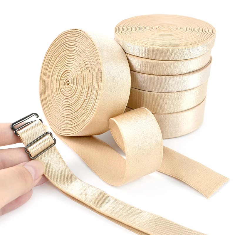 Bandas elásticas de 5/10/20 metros, de 6 a 30 mm, color rosa carne, de nailon y goma, para ropa interior, tirantes de sujetador, cinta elástica, banda para el cabello, cordón elástico.