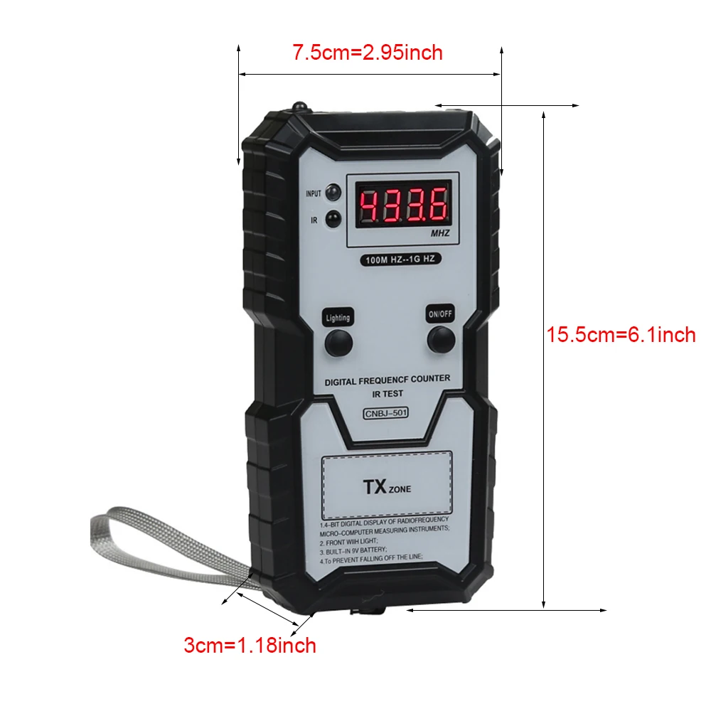 100M-1GHZ Digital Electronic Infrared Frequence Counter Test Instrument with Illumination Car Keys Infrared Frequency Tester