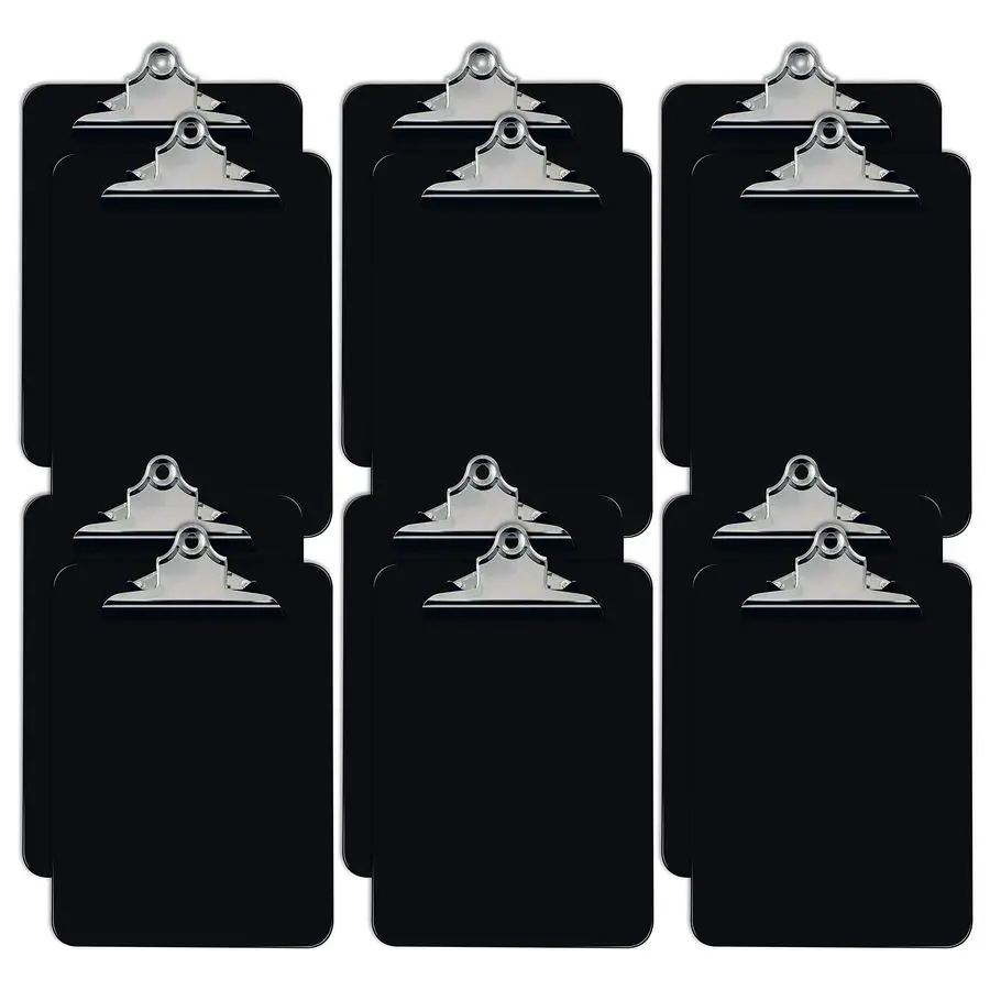 

Black Plastic Clipboards, 12 Pack, Durable, 12.5 x 9 Inch, Standard Metal Clip, Black, Set of 12