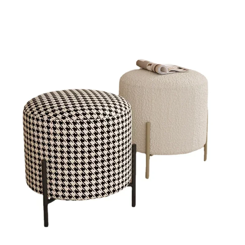 Ins Home Kleine ronde kruk Kledingwinkel Paskamer Rustkruk Ingang Schoenwisselkruk Woonkamer Korte stoel Stijlvol