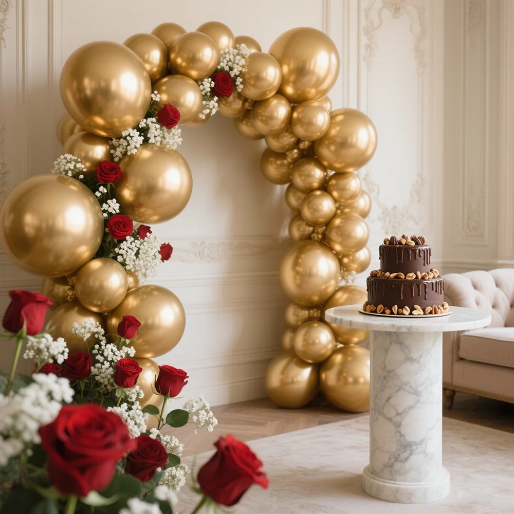 

50pcs Metallic Latex Balloons for Wedding Birthday Party Decor Supplies Blue Green Silver Red Metal Gold Thick Chrome Balloon