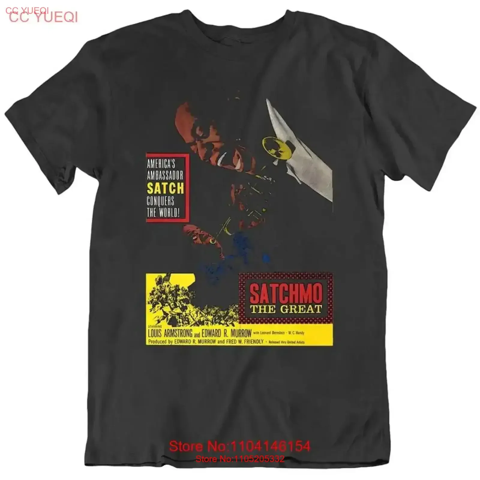 Satchmo The Great Retro Movie Poster T Shirt vintage Washed Comfortable Versatile Stylish graphic Unisex Casual Slightly