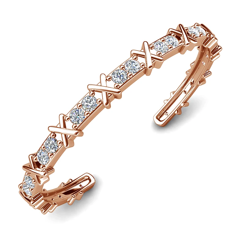 

Daisini Crystals from Swarovski Letter X Манжета Браслет Женщины Мужчины Модный штабелируемый белый браслет Вечеринка Ежедневно Очаровательные ювелирные изделия