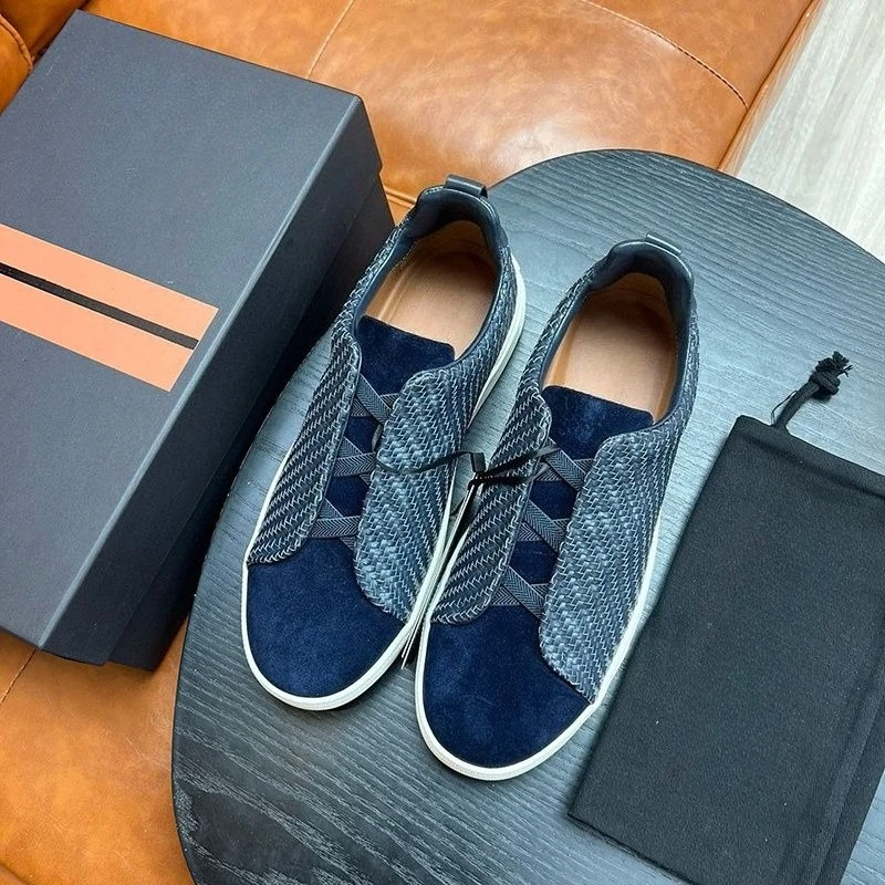 أحذية بدون كعب كاجوال فاخرة للرجال منخفضة المستوى، أحذية رياضية كاجوال، أحذية قيادة جلدية محبوكة مرنة، خفيفة الوزن وقابلة للتنفس #2