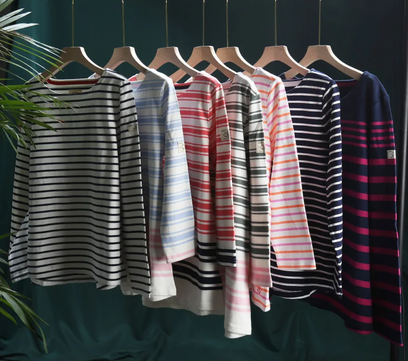 Women's Long Sleeve Knitted Pure Cotton T-Shirt Striped Base Shirt Early Spring New Arrival Commute Style Slim Fit round Neck