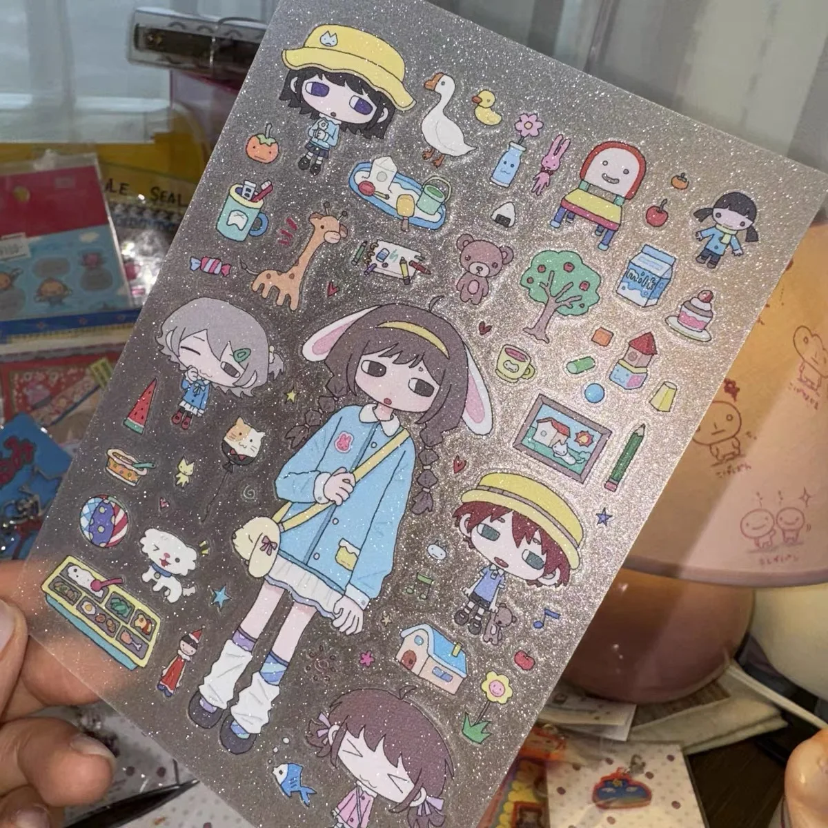 

Милые мультяшные маленькие школьницы, милые декоративные наклейки