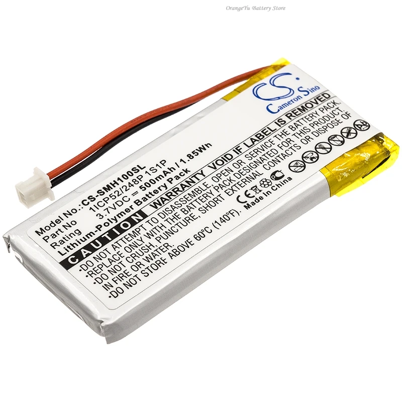 Replacement 3.7V 500mAh Wireless Headset battery 1ICP52/248P 1S1P for Sena SMH-10 Lifespan