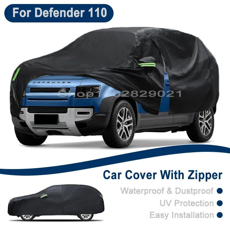 

Outdoor Full Vehicle Cover For Land Rover Defender 110 - Side Zipper Design, Waterproof Dustproof Sun Protection Car Cover