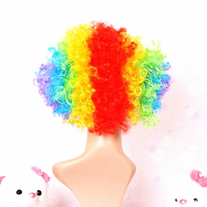 Perruque d'explosion colorée pour Costume d'halloween, accessoires de fête de Clown, perruque de déguisement de jour de noël pour hommes et femmes