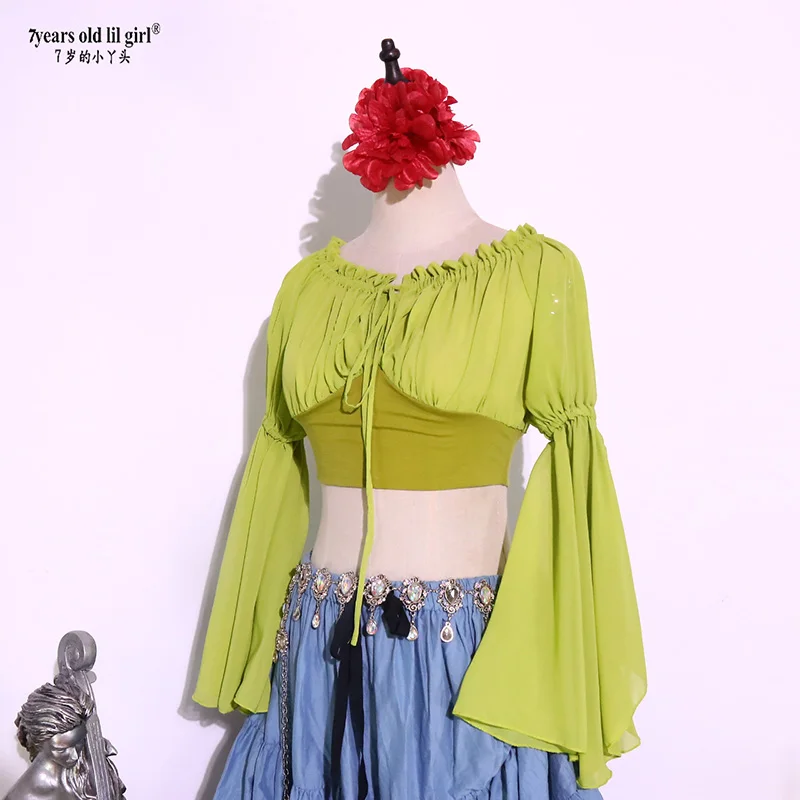 7years Old Lil Girl 2025Chiffon Tribal Belly Dance Costume  Top Bohemia Gypsy Modern Multiple Colors DI83