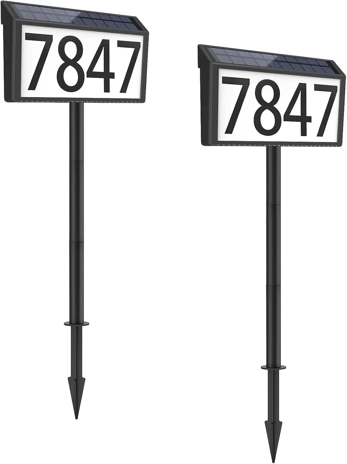 

Solar Address Sign 2-Pack Waterproof with 3-Color Lighting Modes, LED Illuminated House Numbers for Outdoor Wall