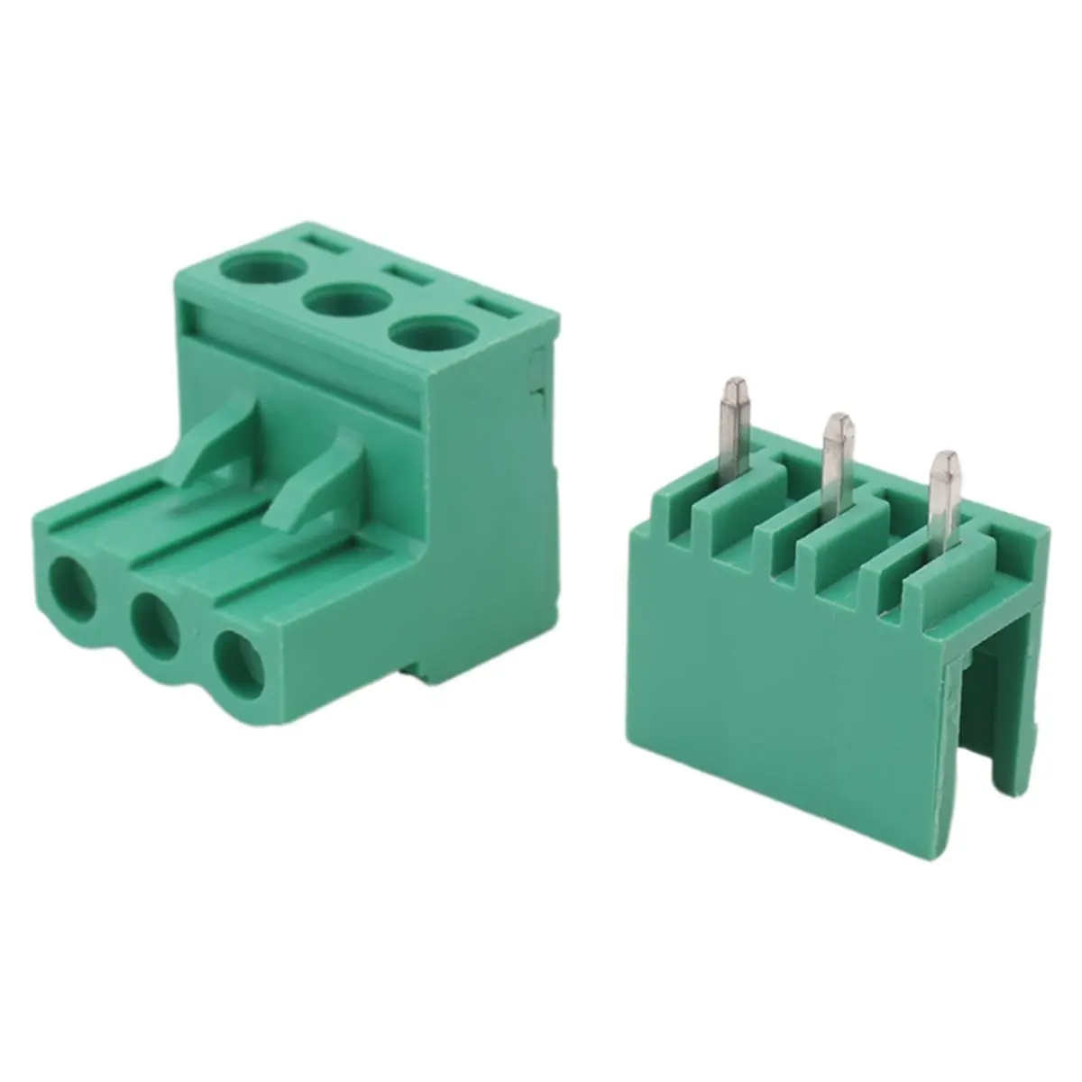 A46U 10Pcs 5.08mm Pitch 3Pin Plug-in PCB Terminal Block Connector Right Angle