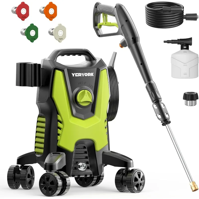 

Электрическая мойка высокого давления, 4500 фунтов на квадратный дюйм, 2,8 галлонов в минуту с технологией защиты от опрокидывания, 4 насадки для быстрого подключения, пенопластовая пушка