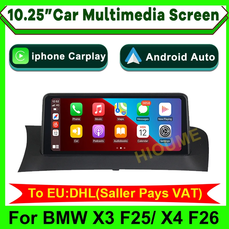 

10.25" Wireless Apple CarPlay Android Auto Car Multimedia Screen For BMW X3 F25 X4 F26 CIC NBT Head Unit