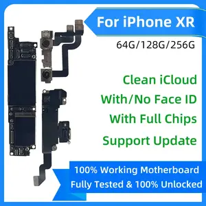 Bilashmart 100% Unlocked iPhone XR Motherboard Logic board with/NO Face ID Support update ios XR Free Clean iCloud chips MainBoard