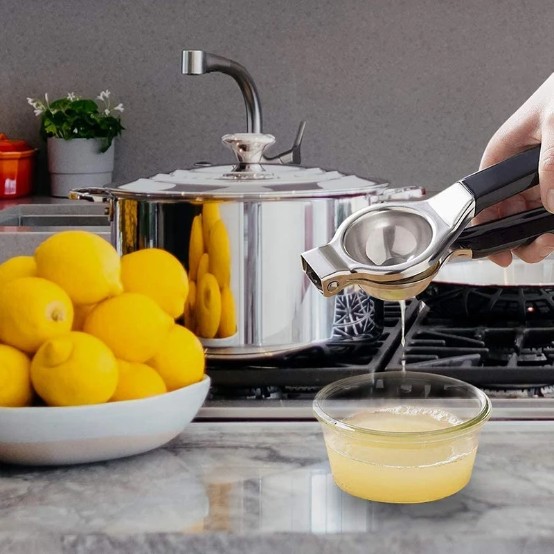 Lemon Squeezer - New Stainless Steel Manual Lemon Juicer, Lemon Lime Squeezer Press with High Strength, Silicone Handle