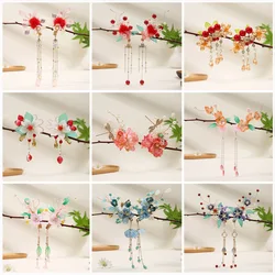 Tassel Hair Clip 2PCS Chinese Style Hairpin For Girl Hanfu Decor Pearl Fringe Tiaras Fairy Flower Barrettes Vintage Hair Jewelry