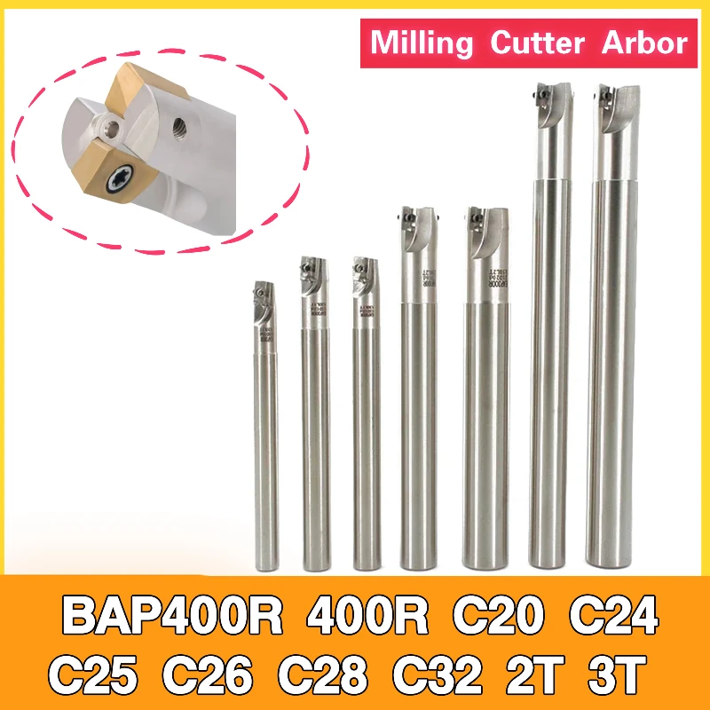 

Milling Cutter Arbor BAP400R 400R C20 C24 C25 C26 C28 C32 2T 3T Right Angle 90 Deg Milling Cutter Rod for APM1604 APGT Inserts