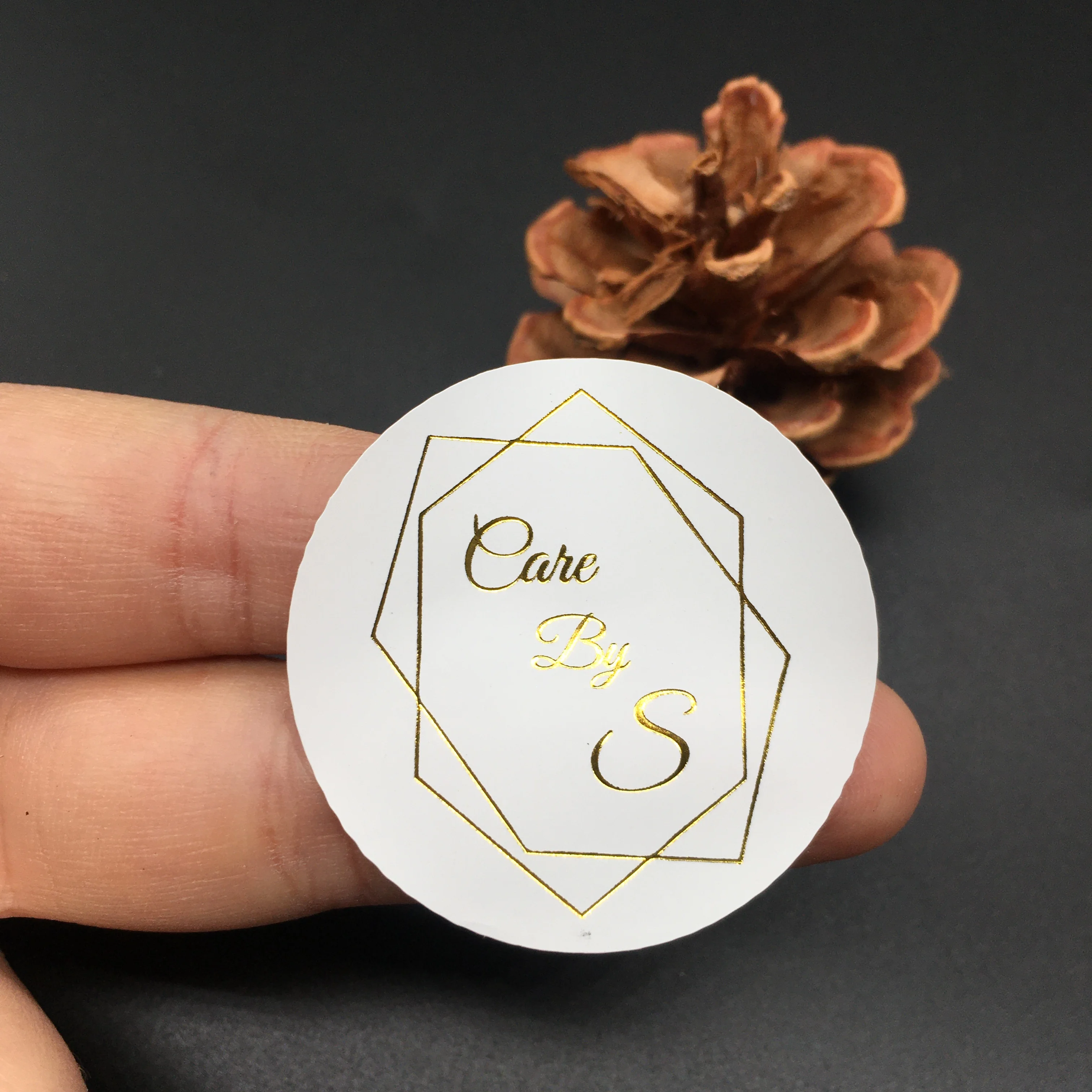 Wit Goud Folie Sticker Custom Business Logo Wedding Custom Label Gold Verpakking Ronde Transparante Label Uw Logo