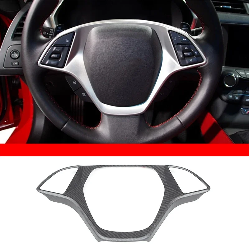 

For Chevrolet Corvette C7 2014-2019 Real carbon fiber Car Steering Wheel Decor Cover Trim sticker car Accessories