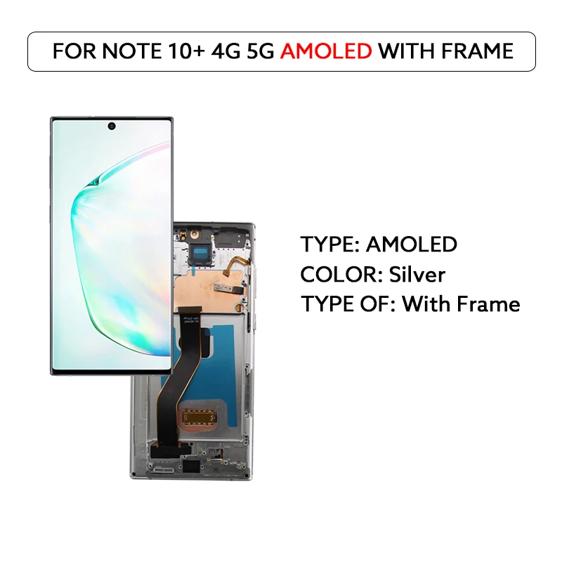 LCD-scherm voor Samsung Galaxy Note 10 Plus Note 10+ 4G 5G N975F N975U N975W N975N N976F N976U N976B, inclusief touchscreen en vingerafdruksensor.