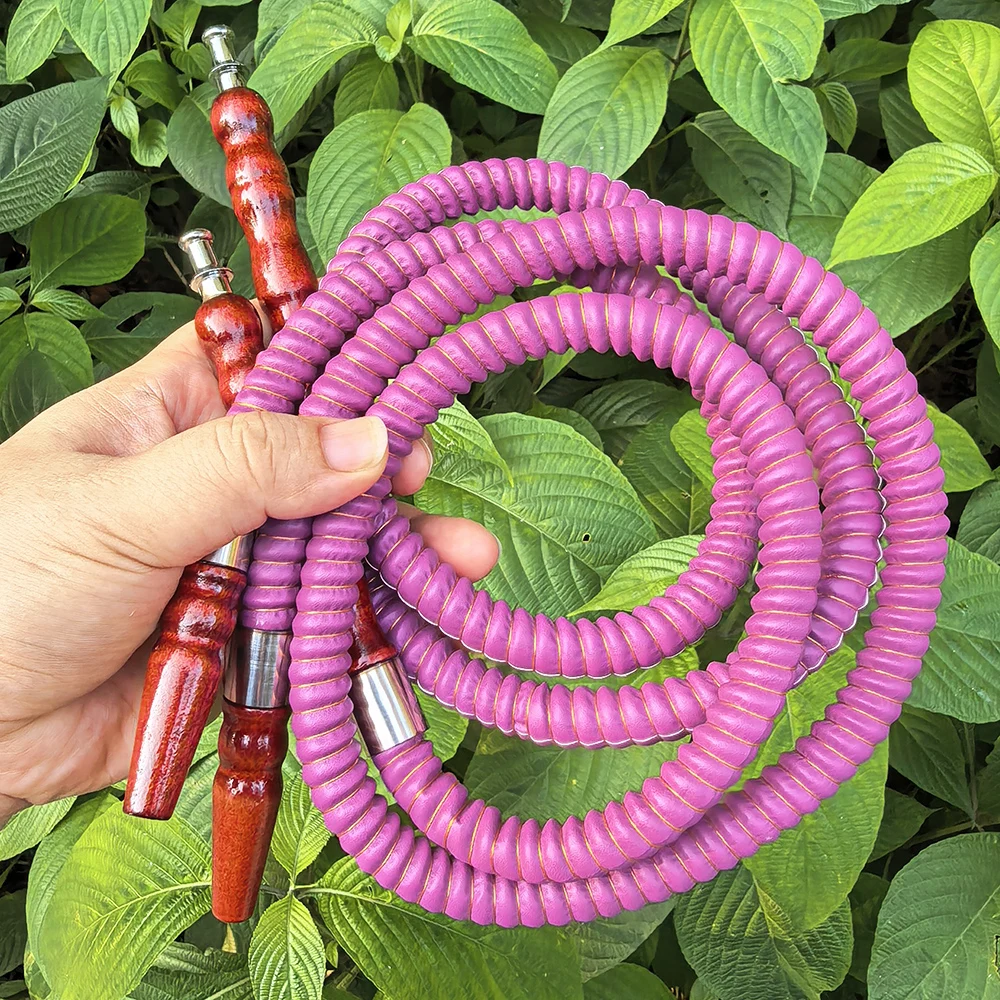 Purple Hookah Set 2 Leather Hoses 11” Mini Hookah With Ceramics‌ Bowl Glass Base Shisha Kit Women