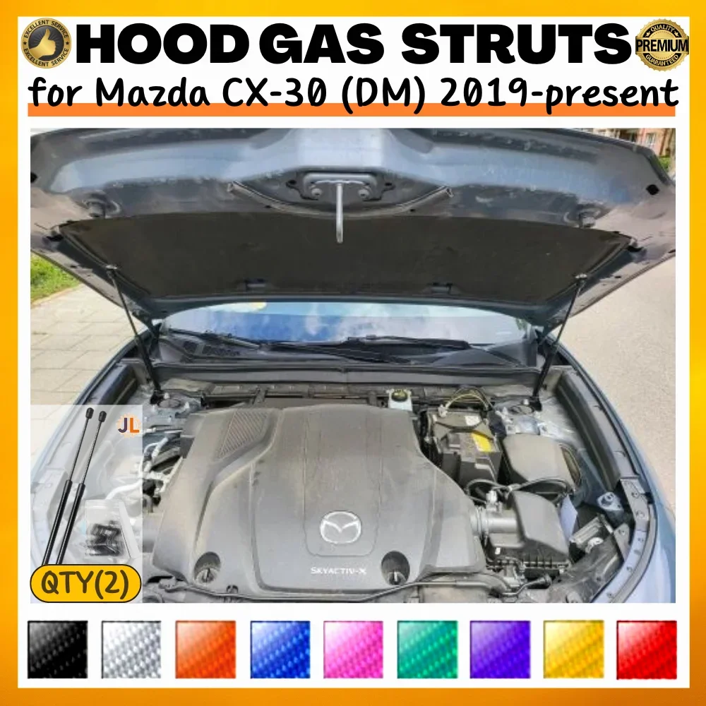 

Qty(2) Hood Struts for Mazda CX-30 (DM) 2019-present Front Bonnet Modify Gas Springs Shock Absorbers Lift Supports Dampers