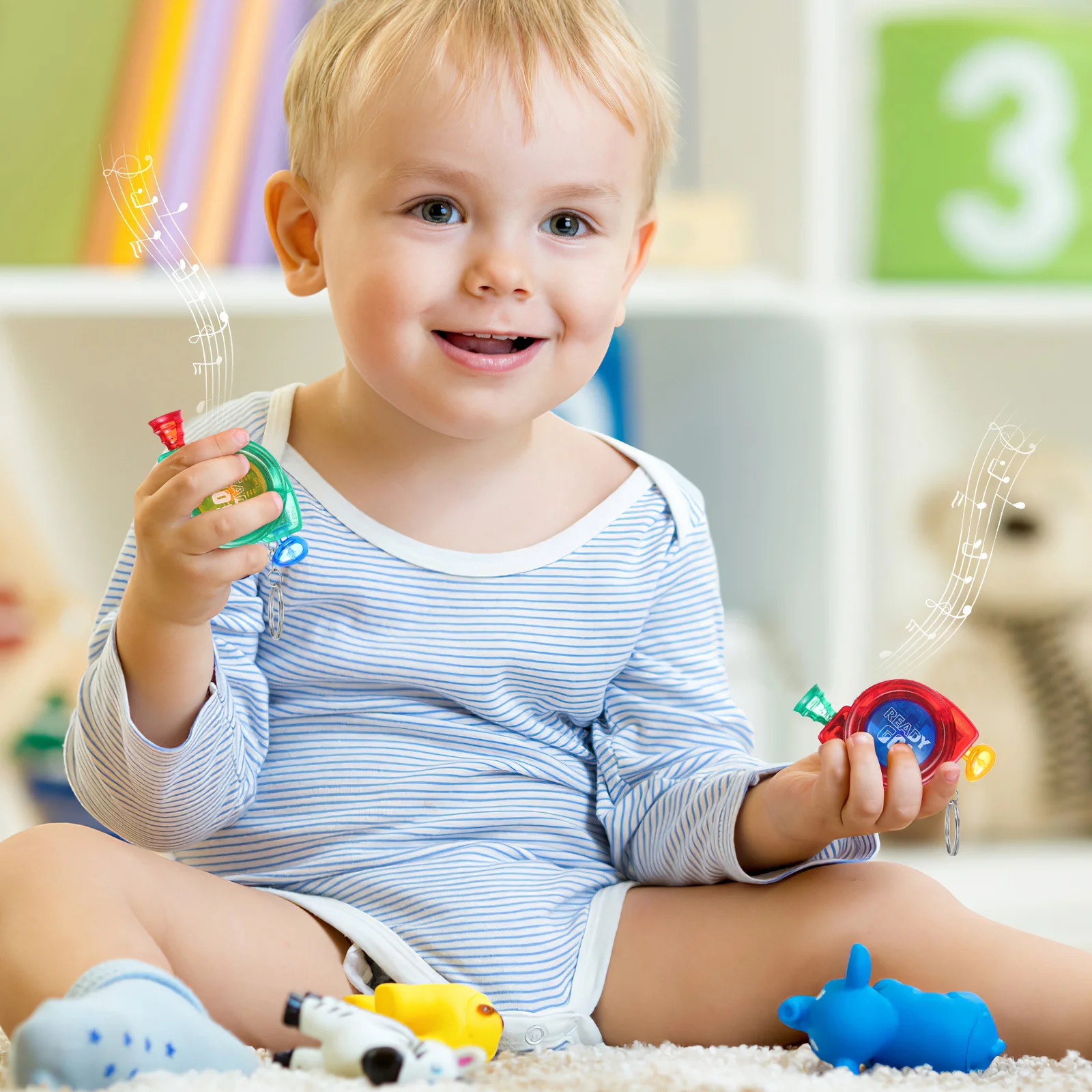 3 szt. Mini Konsola do Gier Reakcyjnych Jedno- lub Dwugłówkowa Tryb Rytmiczny Przycisk Głośności Brelok Zawieszka na Upominki dla Dzieci na Przyjęcia