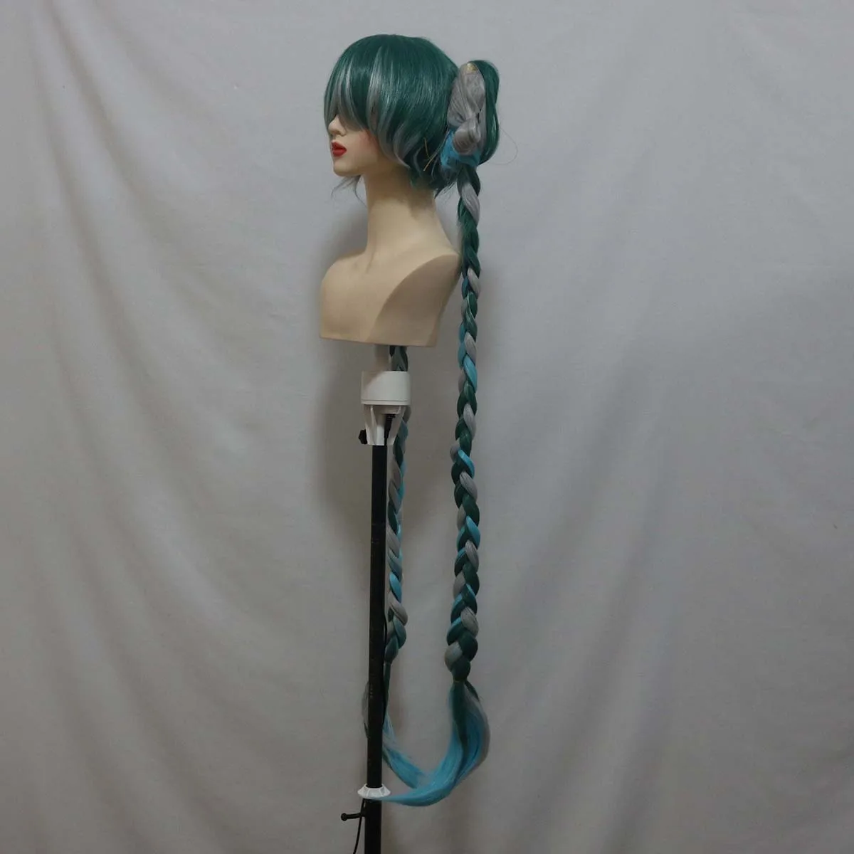 วิกผมคอสเพลย์ผู้หญิง อนิเมะ ซอมบี้ มิคุ แบบถักเปียยาว 120 ซม. สีเขียวผสม