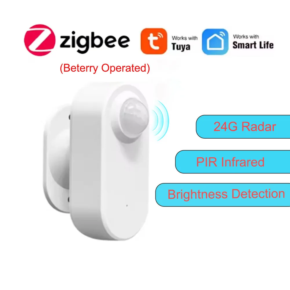 Tuya Zigbee Human Presence Sensor 24G MmWave Radar +PIR,Luminance detection Use Battery Support Zigbee2mqtt Home Assistant