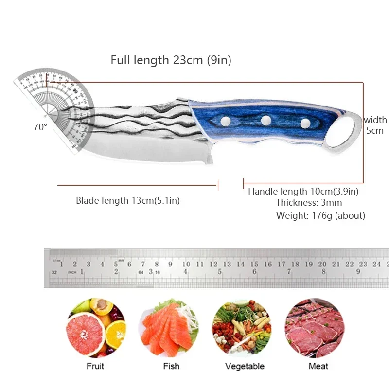 Sharp Cleaver Knife Forged Blade Plastic Handle Boning Knife Cut Meat Fruit Fish Chicken Kitchen Chef Cooking Barbecue Knives