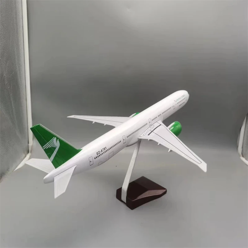 Scale1:157 47cm B777-300ER Turkmenistan Aircraft Model Plane Models Diecast Airplanes With Lights And Wheels Plane Model For Gif