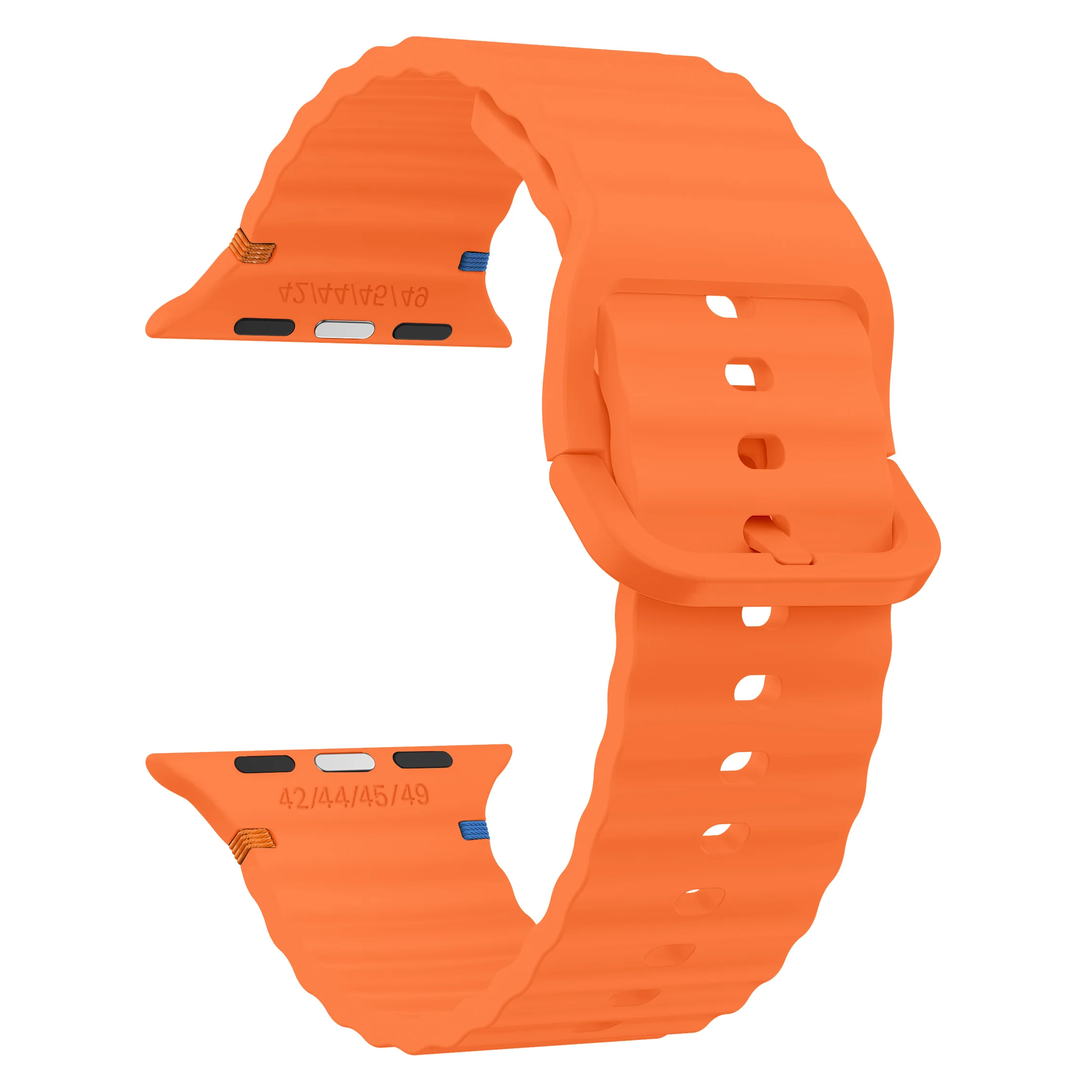 Wellenförmig genähtes Silikonarmband für Apple Watch 12 11 10 46mm 42mm Ultra 4/3/2 49mm Armband iWatch 9 8 SE 45mm 41mm 44mm Band – Detail 8