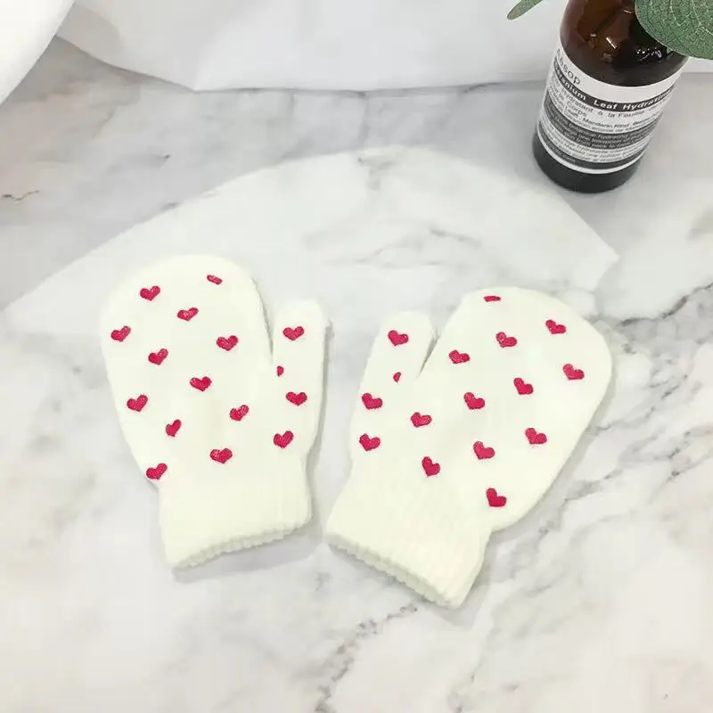 Cute Star Baby Gloves Winter Warm Kids Anti-grasping Glove Bag Cover Cartoon Heart Toddler Girl Boy Full Finger Mittens