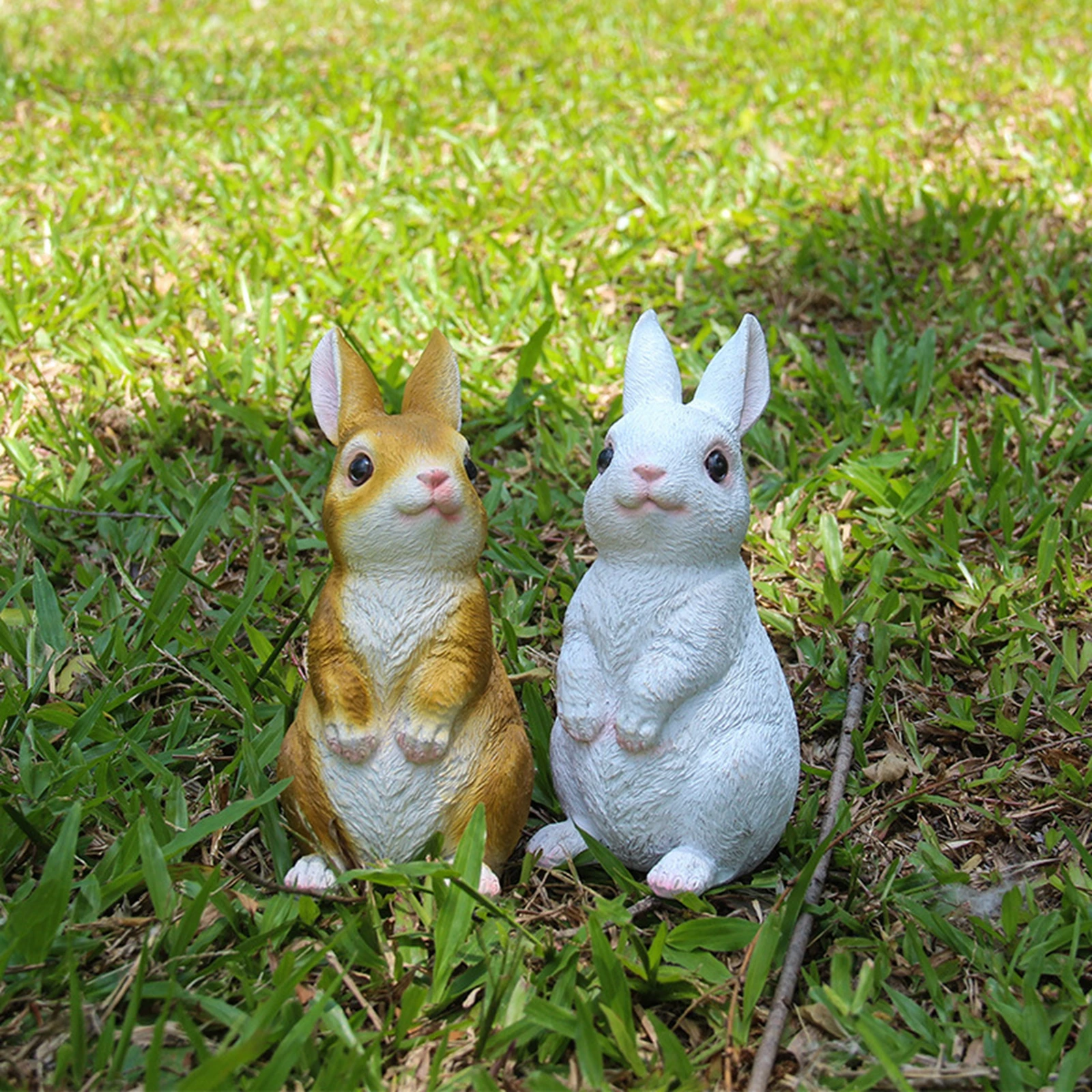 

2 Pieces Retro Rabbit Statue Resin Vivid Garden Animal Statue For Home Tree Porch Engagement Gift Decorations Crafts Sculpture