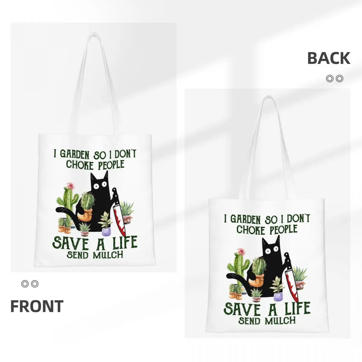 أنا حديقة حتى لا أختنق الناس إنقاذ الحياة أرسل حقيبة يد المهاد حقيبة يد Canva مضحك القط ميمي حقيبة كتف حقيبة تسوق قابلة لإعادة الاستخدام