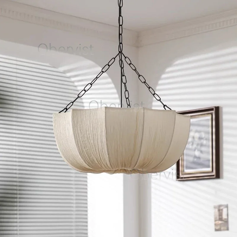

Japanese Wabi Sabi Retro Fabric Pendant Lights Living Dining Room Chandelier Lighting Home Decor Bedroom Lustre Led Hanging Lamp