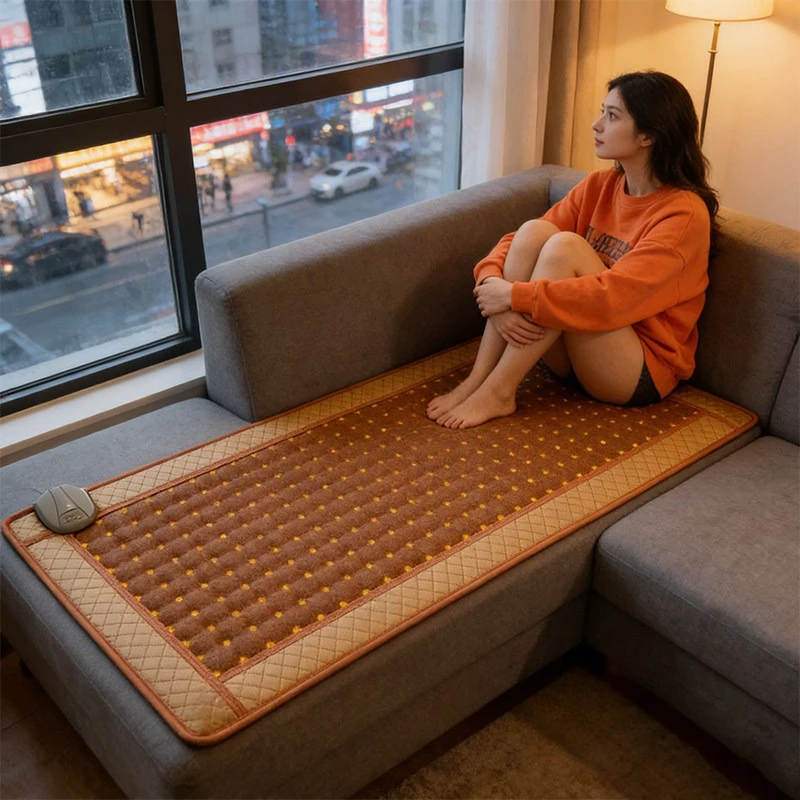 Far Infrared Heated Mat, Negative Ion Sauna Pad, Smart Temp Control Blanket, Eco Health Home Warming Cushion for Bedroom Office