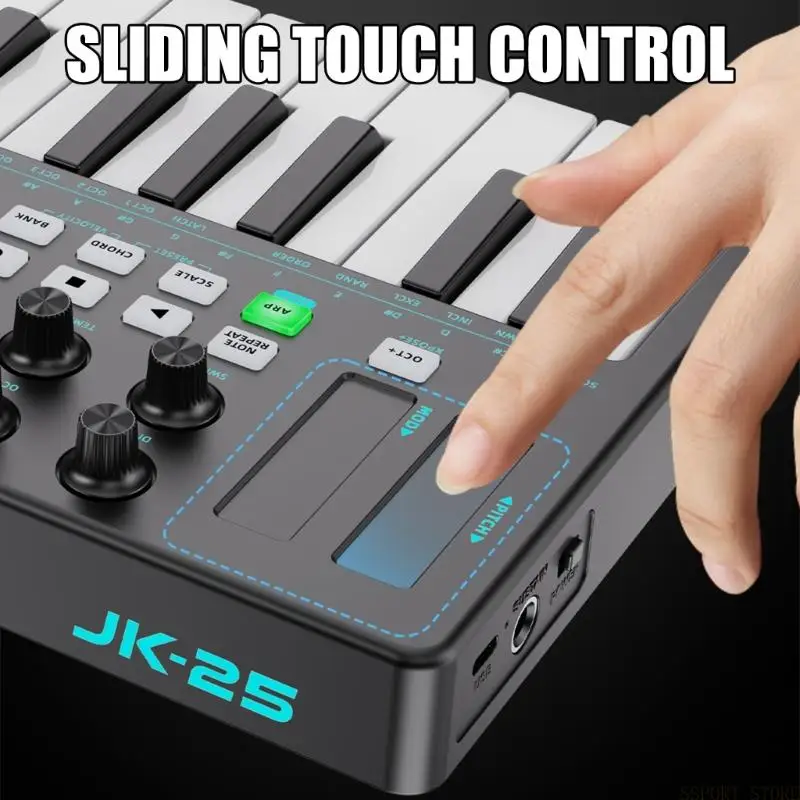 U2JB Professional 25 Portable MIDI Controller with Responsive Keys Colorful Pad