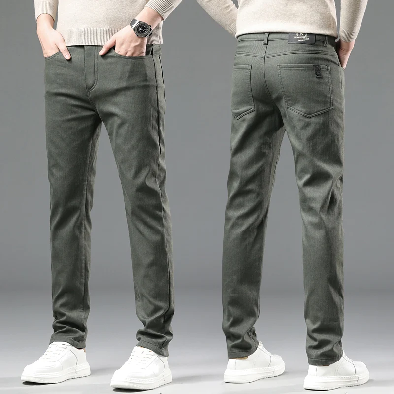 New Spring Autum Men's Casual Pants Made of Pure Cotton Elastic Slim Fit Straight Leg Small Leg Pants for Men's Casual Pants
