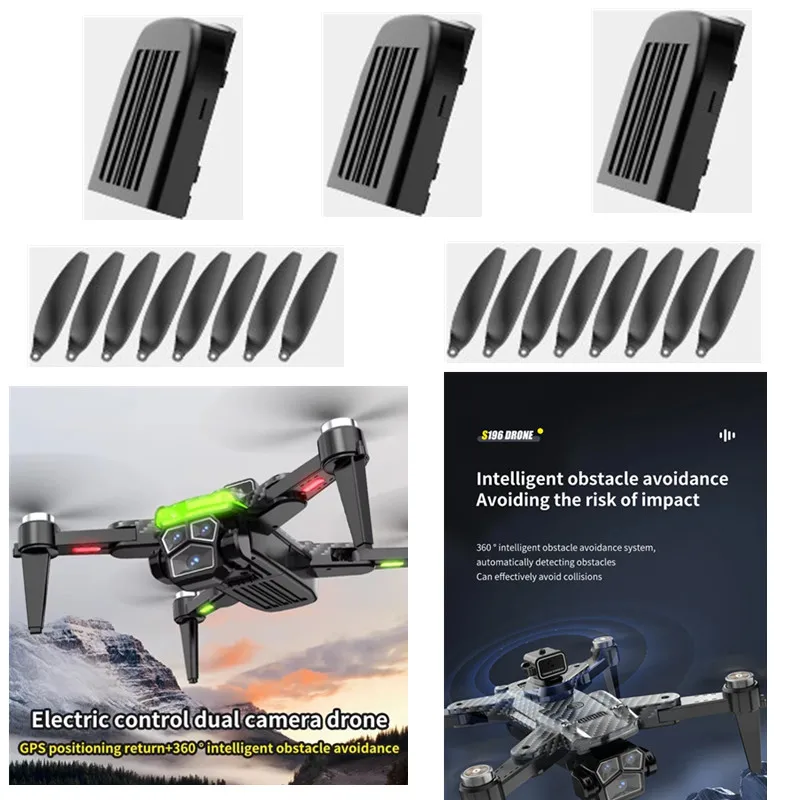 S196 GPS Drone Battery 7.4V 3000Mah /Propeller S196 PRO RC Drone Original Accessories S196 GPS RC Dron Battery Blades S196 GPS