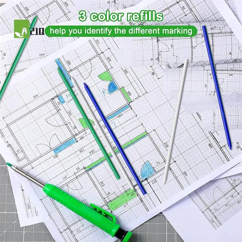 

A21Q-24 шт., твердые столярные стержни для карандашей, 2,8 мм, стержни для деревообрабатывающих карандашей для механических маркеров с глубокими отверстиями