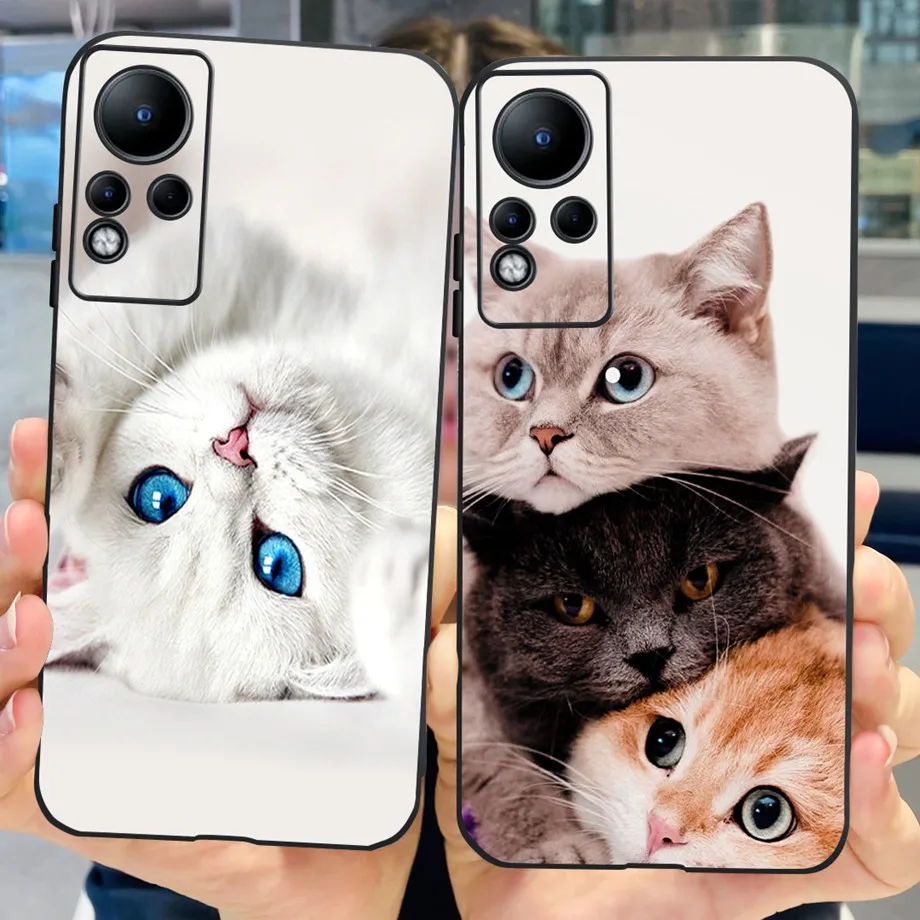 Lovely Cat Dinosaur Case For Infinxi Note 11 2021 X663 Bumper Infinix Note 12 2022 X663 G88 Cover Shell Black Soft Silicone Capa